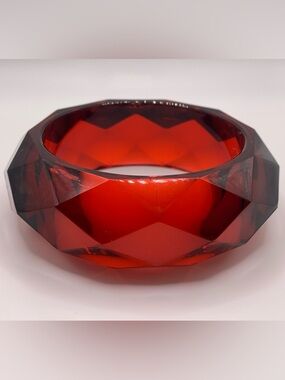 Faceted Red Acrylic Bangle Bracelet